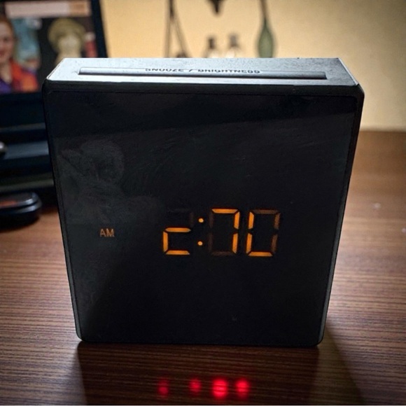 Other - Black Digital Alarm Clock with Orange Display